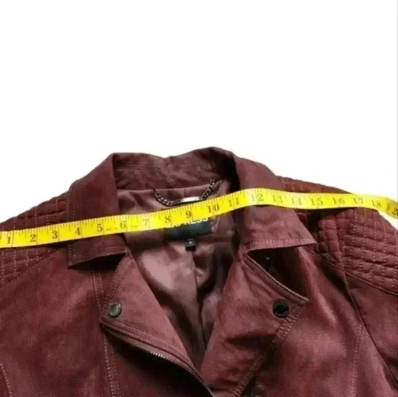 Express Jacket Suede Biker Moto Genuine Leather Oxblood Women's size Large - Picture 15 of 16